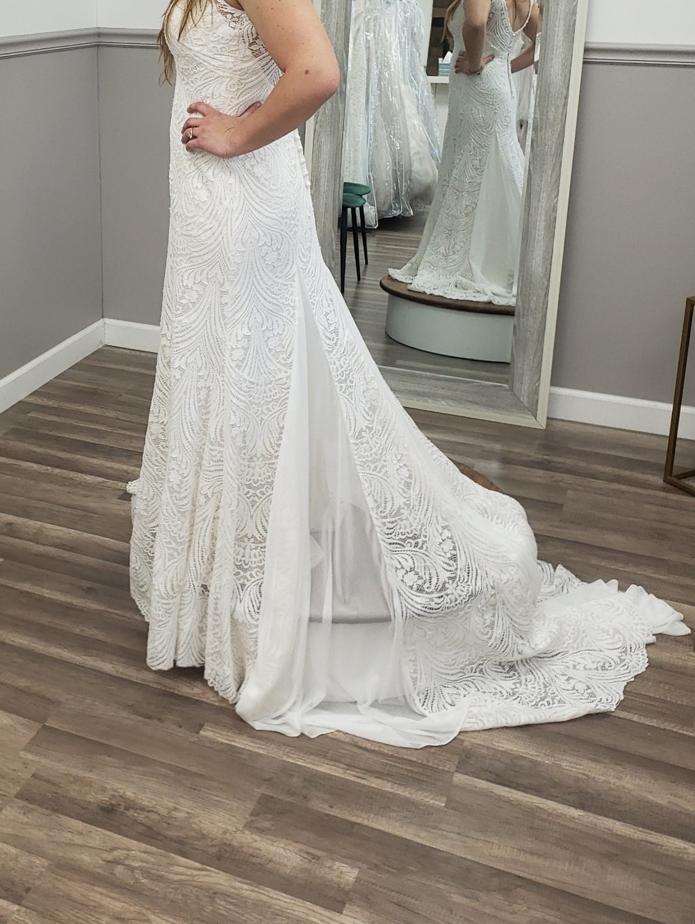 Allure Bridals Lace V-Neck Wedding Gown in Ivory
